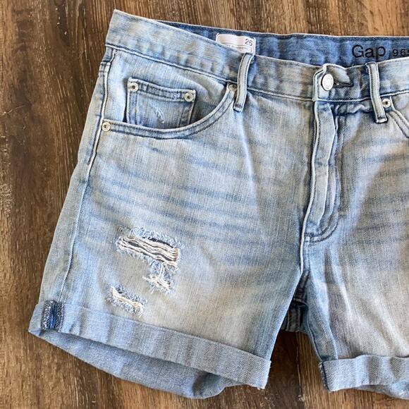 Gap Sexy Boyfriend Distressed Denim Shorts Size 26 - Picture 3 of 8